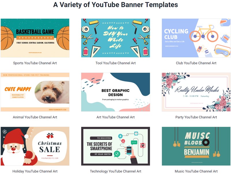 A Variety of YouTube Banner Templates