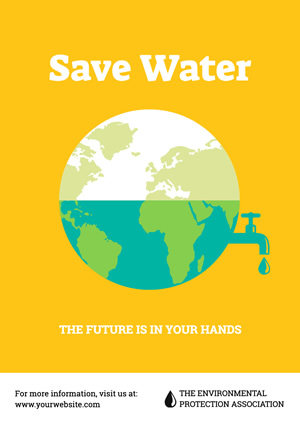 Yellow Earth Save Water Poster Poster Design