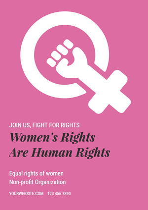 Pink Womens Rights Poster Poster Design