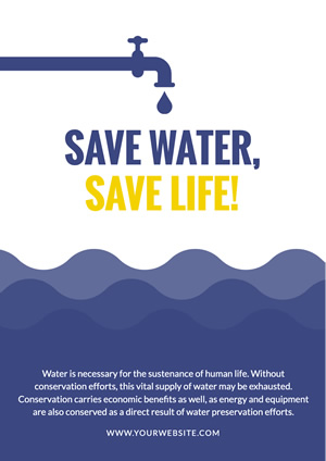 Blue Wave Save Water Poster Poster Design