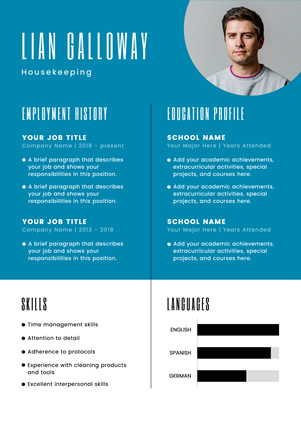 Housekeeping Resume Design