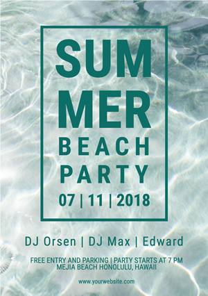 Wavy Summer Beach Party Flyer Design