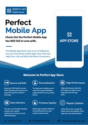 Modern Blue and White Mobile App Flyer Design