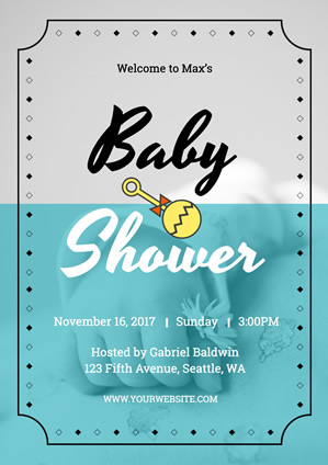 Grey and Blue Baby Shower Poster Design