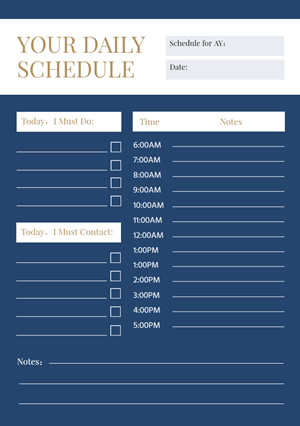 Daily Schedule Schedule Design