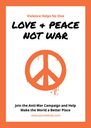 Peace and Love Antiwar Poster Poster Design