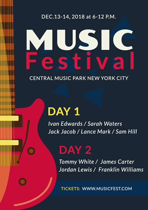 Red Guitar Music Festival Flyer Design