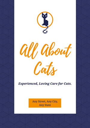 Blue and White Cat Care Service Poster Poster Design