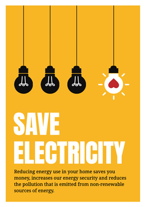 Yellow Save Electricity Poster Poster Design