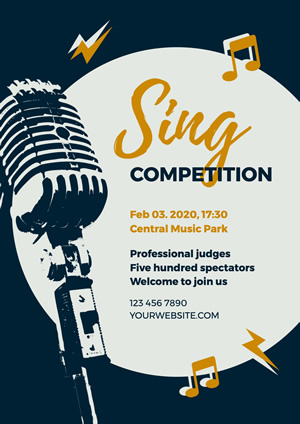 Microphone Singing Competition Poster Design