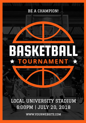 Orange Lined Basketball Tournament Poster Poster Design