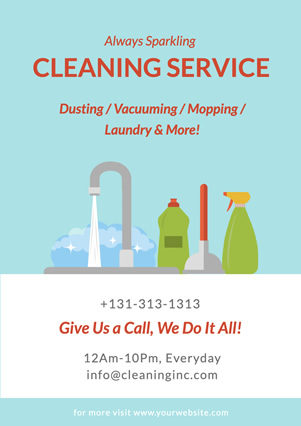 Water Faucet and Cleaning Supplies Flyer Design