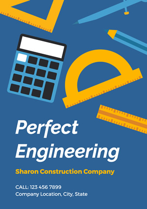 Blue Construction Company Engineering Poster Poster Design
