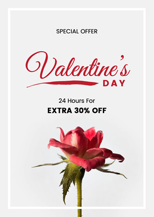 Red Rose Valentines Day Special Offer Poster Poster Design