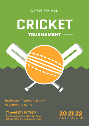 Simple Cricket Bat and Ball Tournament Poster Poster Design