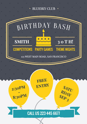 Birthday Bash Party Flyer Design