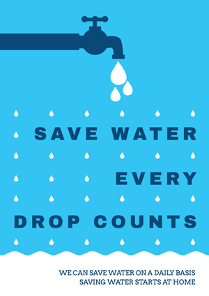 Blue and White Save Water Poster Poster Design