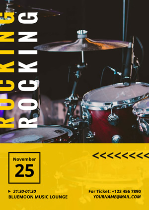 Drum Set Photo Rock Poster  Design