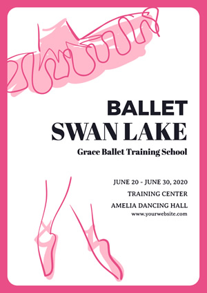 White and Pink Ballet Training Poster Poster Design