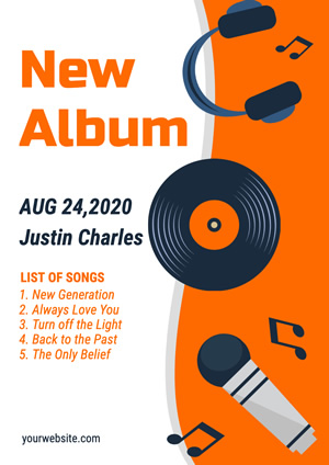 White and Orange New Album Promotional Poster Design