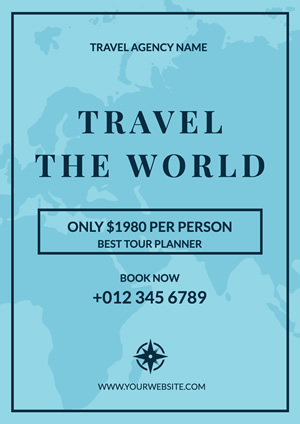 Blue Map Travel Agency Poster Poster Design