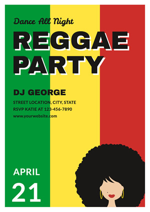 Afro Lady Reggae Party Poster Poster Design
