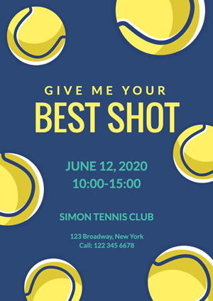 Yellow Tennis Ball Club Poster Poster Design