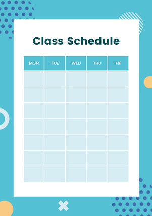 Primary Class Schedule Schedule Design