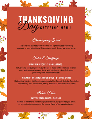Thanksgiving Feast Menu Menu Design