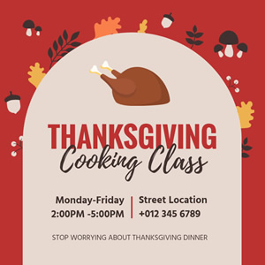 Thanksgiving Cooking Class Instagram Post Design