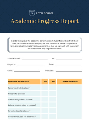 Academic Progress Report Design