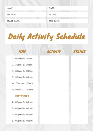 Daily Activity Schedule Design
