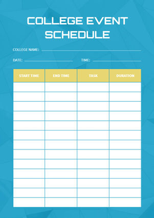 College Event Schedule Design