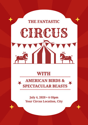 Red Fantastic Circus Poster Design