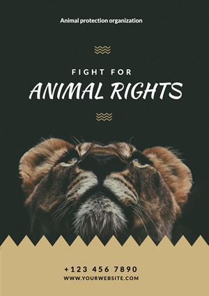 Lion Photo Animal Rights Poster Design