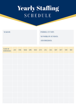 Yearly Staff Schedule Design
