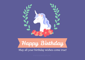 Unicorn And Birthday Card Design