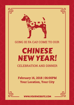 Red Chinese New Year Party Poster Design